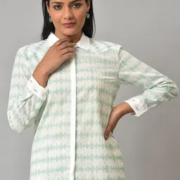 W Women White Printed Organic Cotton Casual Shirt-picture-16