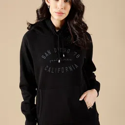 Gipsy Women Black Printed Hooded Sweatshirt-picture-14