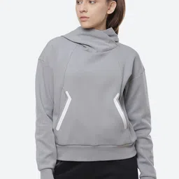 ASICS Women Grey & White W Tech Knit Hooded Training Sweatshirt-image-72
