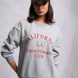 Tokyo Talkies Grey Typography Printed Oversized Pullover Sweatshirt-image-12