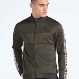 Flying Machine Typography Printed Stand Collar Bomber Jacket-picture-6