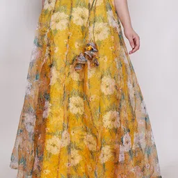 Frolic Rolic Floral Printed Flared Maxi Skirt-14