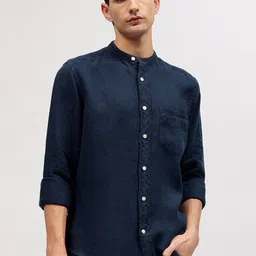 GANT Solid Band Collar Regular Fit Shirt-image-16