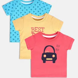 MINI KLUB Boys Pack Of 3 Printed Graphic Printed Pure Cotton T-Shirt-image-93