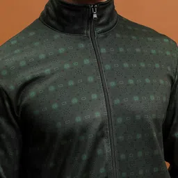 HIGHLANDER Geometric Printed Mock Collar Front-Open Sweatshirt image 3
