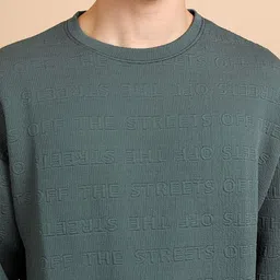 HIGHLANDER Oversized Typography Self Design Drop Shoulder Pullover Sweatshirt image 2