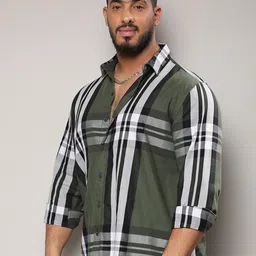 Instafab Plus Size Tartan Checked Classic Regular Fit Cotton Casual Shirt image 3