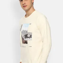 Louis Philippe Jeans Men Cream Printed Sweatshirt image 3