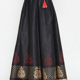 studio rasa Ethnic Motifs Block Print Flared Maxi Skirts image 3