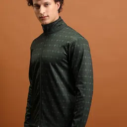 HIGHLANDER Geometric Printed Mock Collar Front-Open Sweatshirt image 2