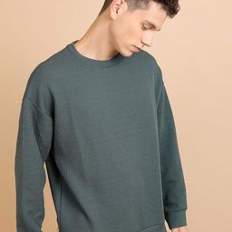 HIGHLANDER Oversized Typography Self Design Drop Shoulder Pullover Sweatshirt image 3