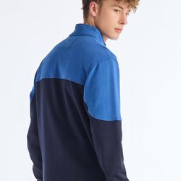 Red Flame Colourblocked Mock Collar Front-Open Sweatshirt image 4