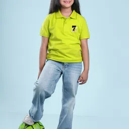 NUSYL Girls Typography Printed Polo Collar T-shirt image 4