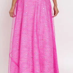 studio rasa Leheriya Printed Cotton Net Bias Flared Maxi Skirt image 4