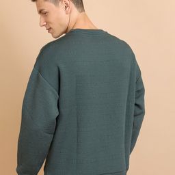 HIGHLANDER Oversized Typography Self Design Drop Shoulder Pullover Sweatshirt image 5