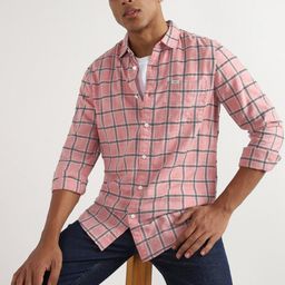 Lee Slim Fit Windowpane Checked Casual Cotton Shirt-image-50