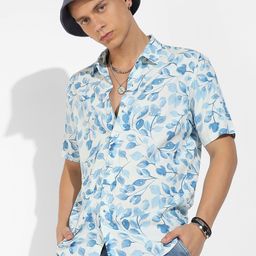 Campus Sutra Blue Classic Floral Printed Casual Shirt-image-59