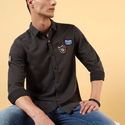 Wrangler Striped Spread Collar Opaque Cotton Casual Shirt-image-14