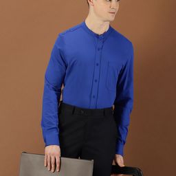 INVICTUS Original Slim Fit Band Collar Knitted Weave Formal Shirt-image-55