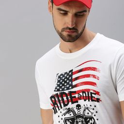 ONN Men White Printed Applique T-shirt-image-76