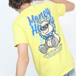 KETCH Men Lime Green & Blue Typography Printed Slim Fit T-shirt-image-47