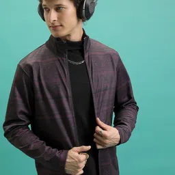 HIGHLANDER Regular Fit Geometric Printed Mock Collar Tailored Jacket image 2