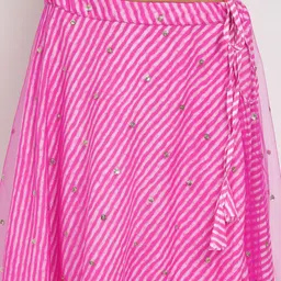 studio rasa Leheriya Printed Cotton Net Bias Flared Maxi Skirt image 3