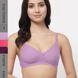 Docare Pack Of 3 Lightly Padded Full Coverage Cotton T-shirt Bra With All Day Comfort-picture-5