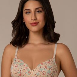 Amante Floral Printed Full Coverage Lightly Padded T-shirt Bra- All Day Comfort-32