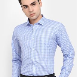 V-Mart Classic Micro Checked Spread Collar Cotton Shirt-image-82