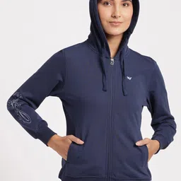Wildcraft Women Navy Blue Hooded Cotton Sweatshirt-image-66
