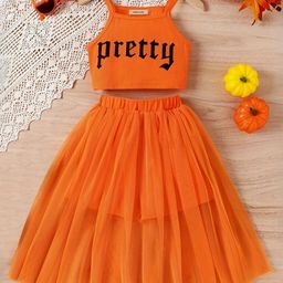 INCLUD Girls Printed Shoulder Straps Top With Skirt-picture-10