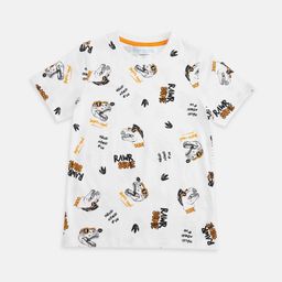 Pantaloons Junior Boys White Printed Cotton T-shirt-picture-40