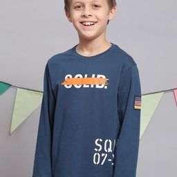 Monte Carlo Boys Typography Printed Long Sleeves Pure Cotton T-Shirt-image-88