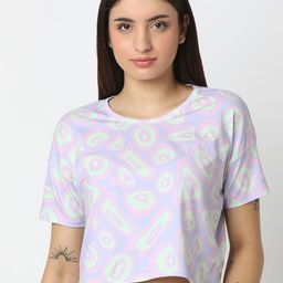 SPYKAR Women Abstract Printed Round Neck Cotton T-shirt-image-53