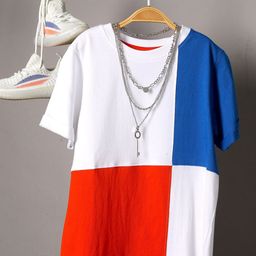 Jumping Joey Boys White & Red Colourblocked Pure Cotton T-shirt-image-28