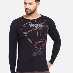 SPORTO Men Black Printed Long Sleeves Slim Fit Cotton T-shirt-image-49