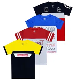 MIST N FOGG Boys Black & Grey Typography 4 Printed Applique T-shirt-image-62