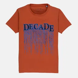 Status Quo Boys Rust Typography Printed Cotton T-shirt-image-76