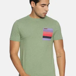Steenbok Men Olive Green & Pink Round Neck Pure Cotton T-shirt-image-78