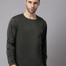 VIMAL JONNEY Men Pack of 2 Grey & Olive Green Dri-FIT T-shirts-image-90
