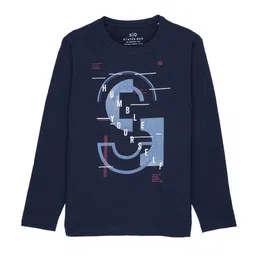 Status Quo Boys Navy Blue Graphic Printed Cotton T-shirt-image-40