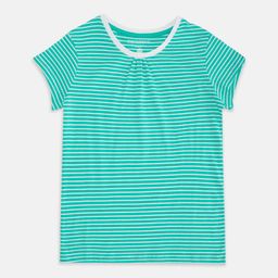 Pantaloons Junior Girls Green Striped Cotton T-shirt-image-12