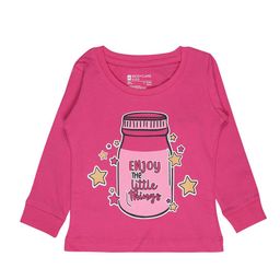 Bodycare Kids Girls Fuchsia Printed Cotton T-shirt-24