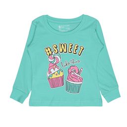 Bodycare Kids Girls Sea Green Printed Cotton T-shirt-55