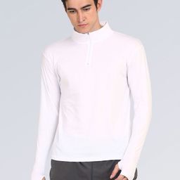appulse Men White 1/4 Zipper High Neck Thumbopen T-Shirt-picture-35