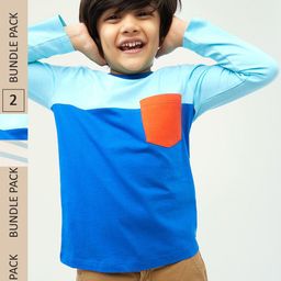 frangipani Boys Blue & White Cotton Striped T-shirt Pack of 2-image-94