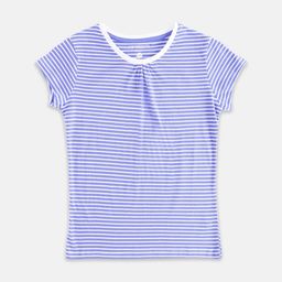 Pantaloons Junior Girls Purple Striped Cotton T-shirt-10