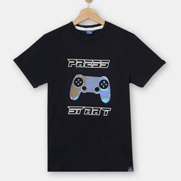 R&B Boys Navy Blue Printed Round Neck Cotton T-shirt-picture-36