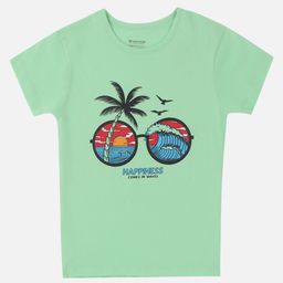 PROTEENS Girls Green Printed Cotton T-shirt-image-39